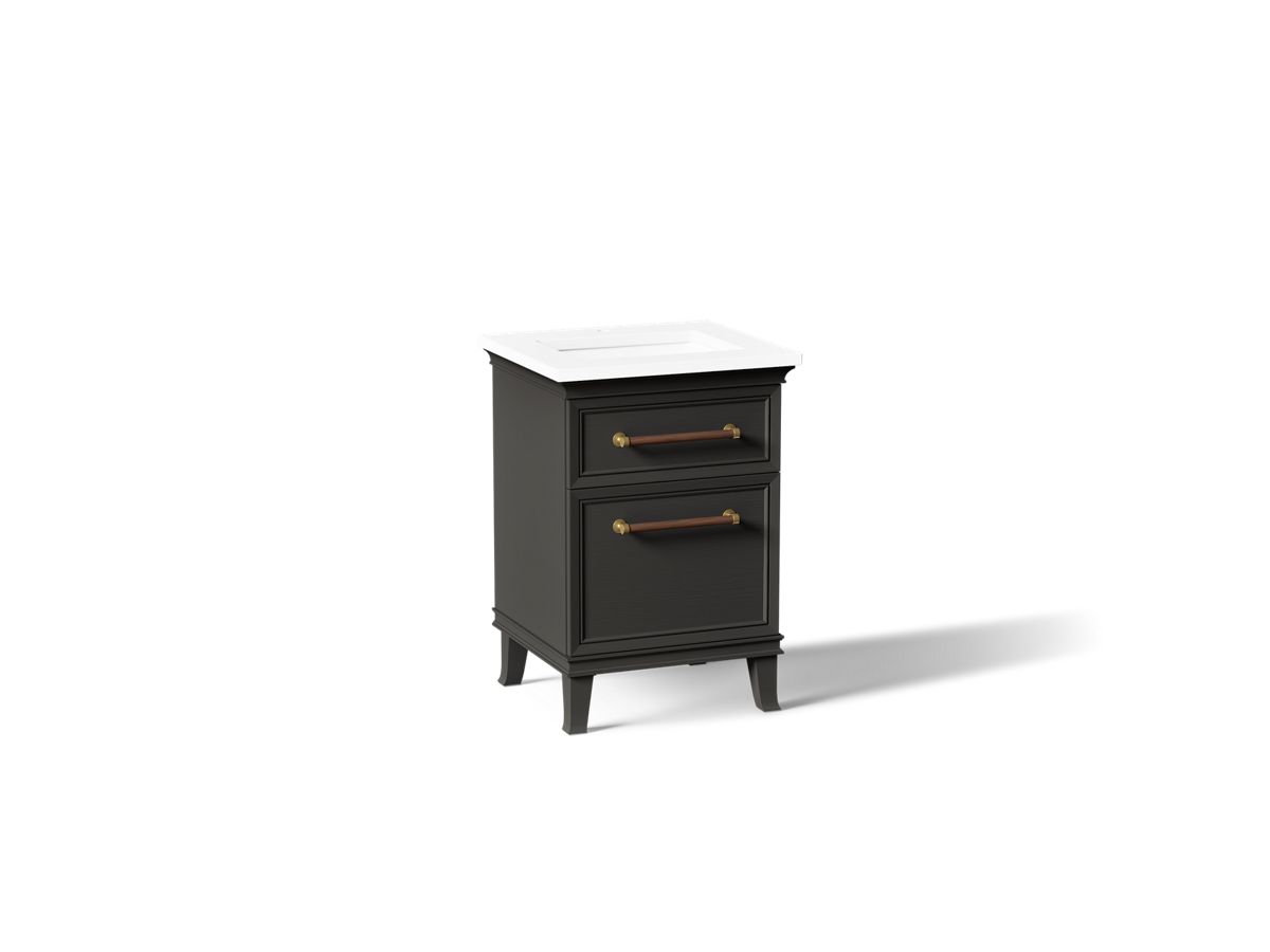 KOHLER K-CM29469-BD1 Artifacts 24" Bathroom Vanity Cabinet with Sink and Quartz Top - angled product view