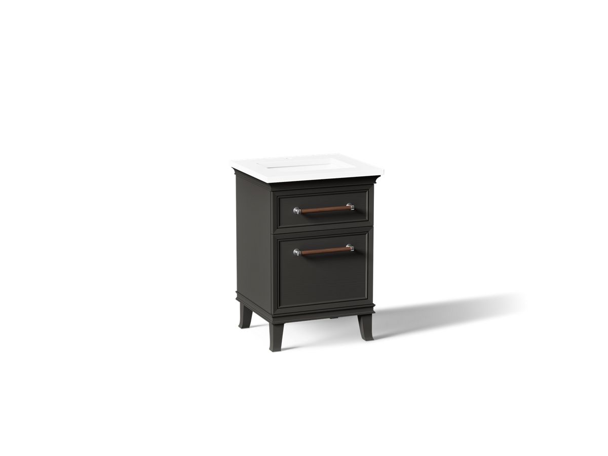 KOHLER K-CM29469-BD1 Artifacts 24" Bathroom Vanity Cabinet with Sink and Quartz Top - angled product view