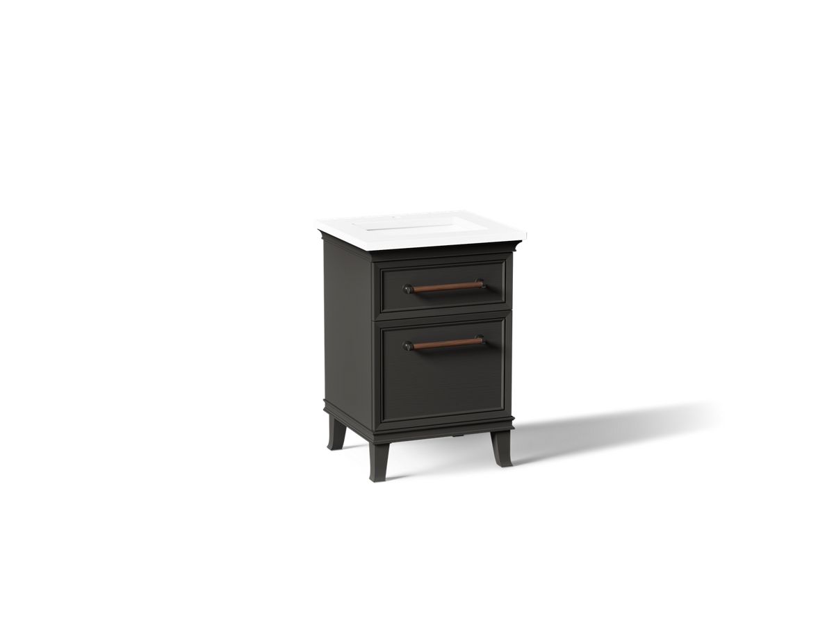 KOHLER K-CM29469-BD1 Artifacts 24" Bathroom Vanity Cabinet with Sink and Quartz Top - angled product view