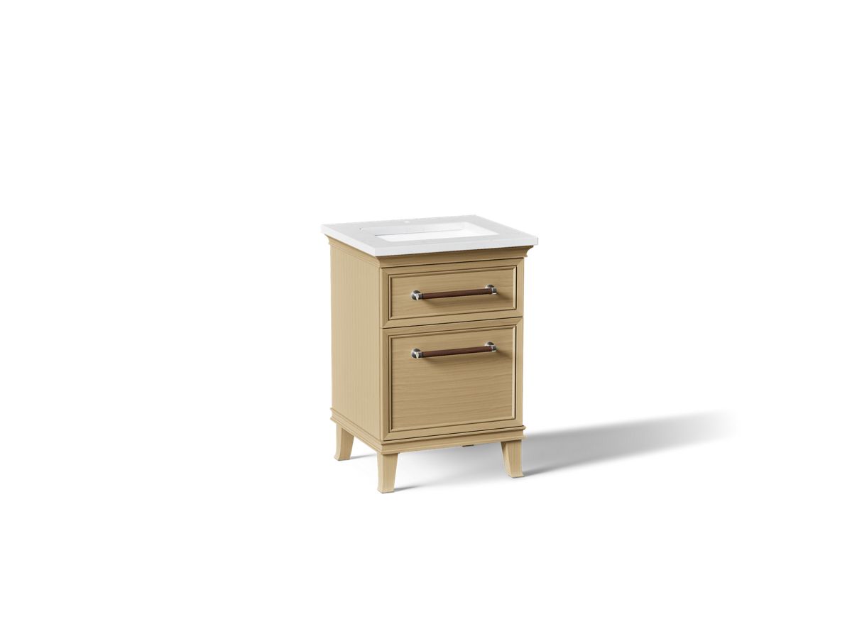KOHLER K-CM29469-BD1 Artifacts 24" Bathroom Vanity Cabinet with Sink and Quartz Top - angled product view