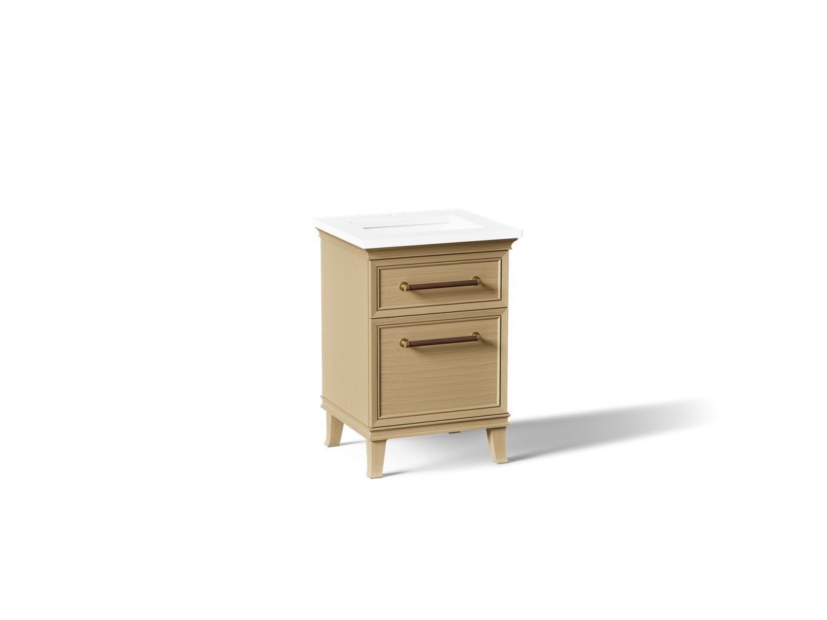 KOHLER K-CM29469-BD1 Artifacts 24" Bathroom Vanity Cabinet with Sink and Quartz Top - angled product view