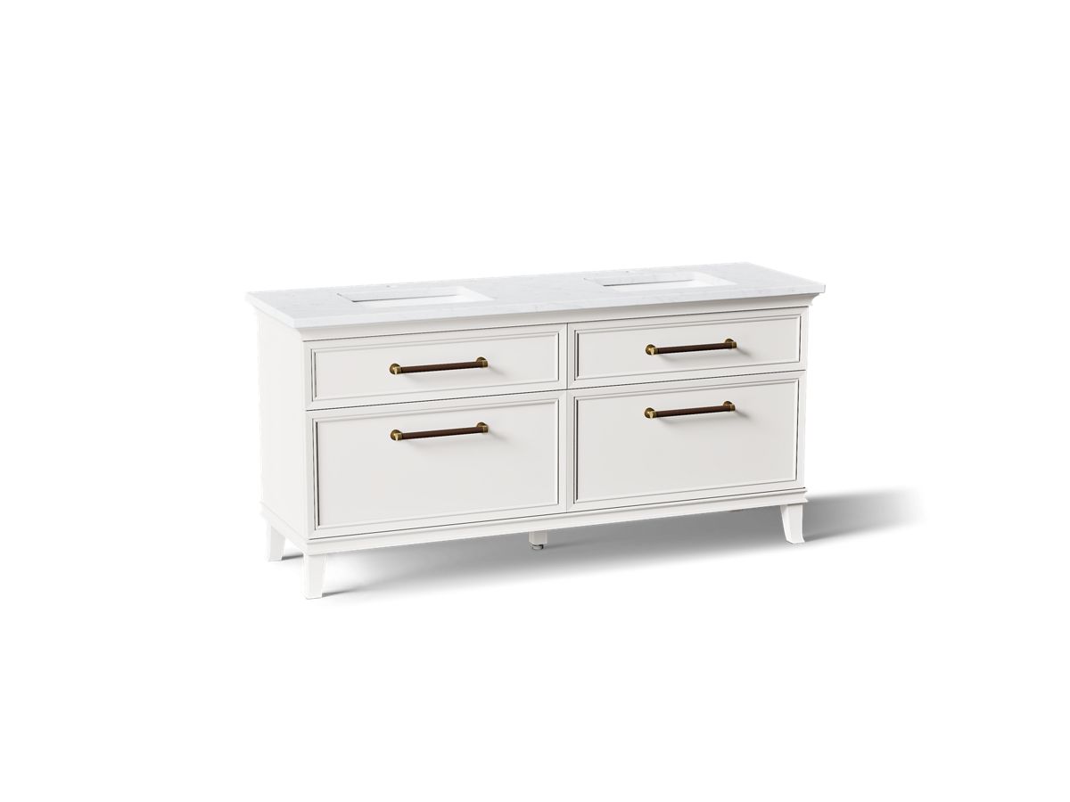 KOHLER K-CM29482-BD6 Artifacts 72" Bathroom Vanity Cabinet with Sinks and Quartz Top - angled product view