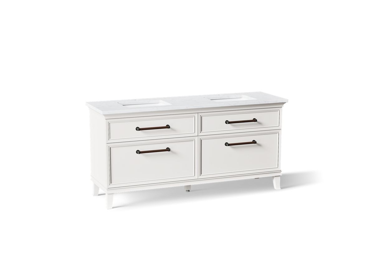 KOHLER K-CM29482-BD6 Artifacts 72" Bathroom Vanity Cabinet with Sinks and Quartz Top - angled product view