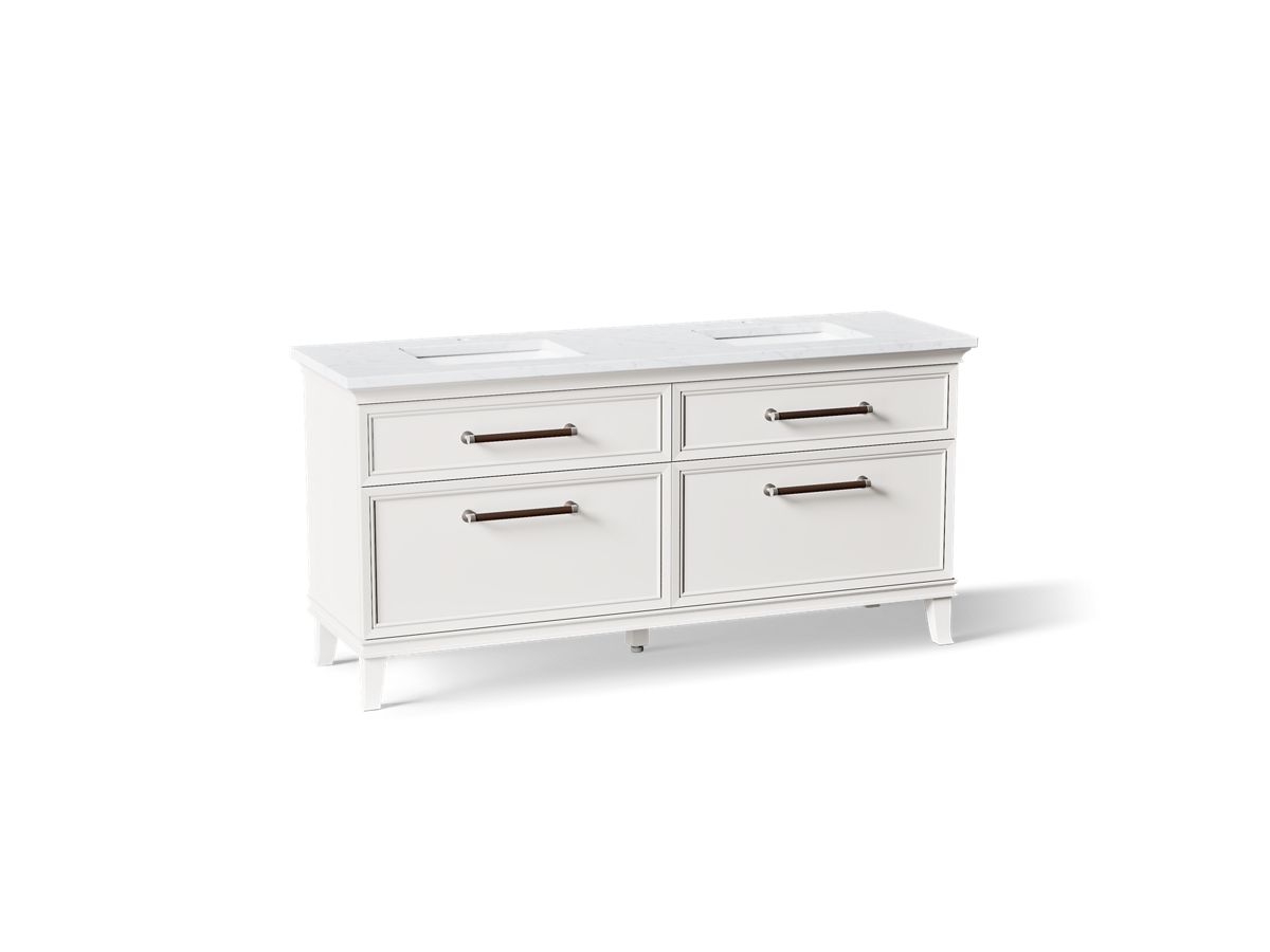 KOHLER K-CM29482-BD6 Artifacts 72" Bathroom Vanity Cabinet with Sinks and Quartz Top - angled product view