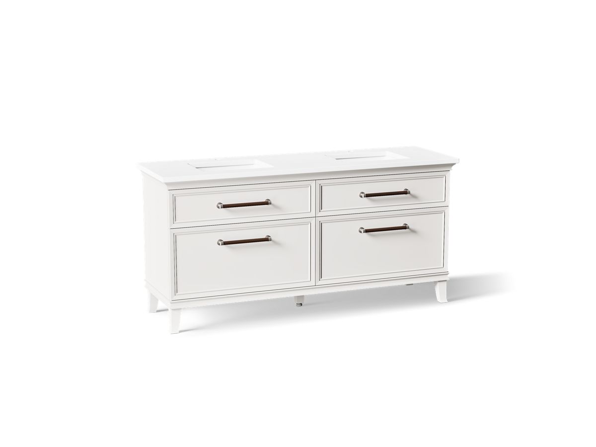KOHLER K-CM29482-BD6 Artifacts 72" Bathroom Vanity Cabinet with Sinks and Quartz Top - angled product view