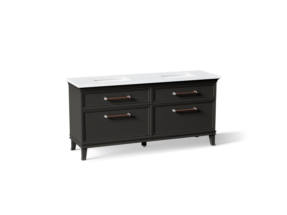 KOHLER K-CM29482-BD6 Artifacts 72" Bathroom Vanity Cabinet with Sinks and Quartz Top - angled product view