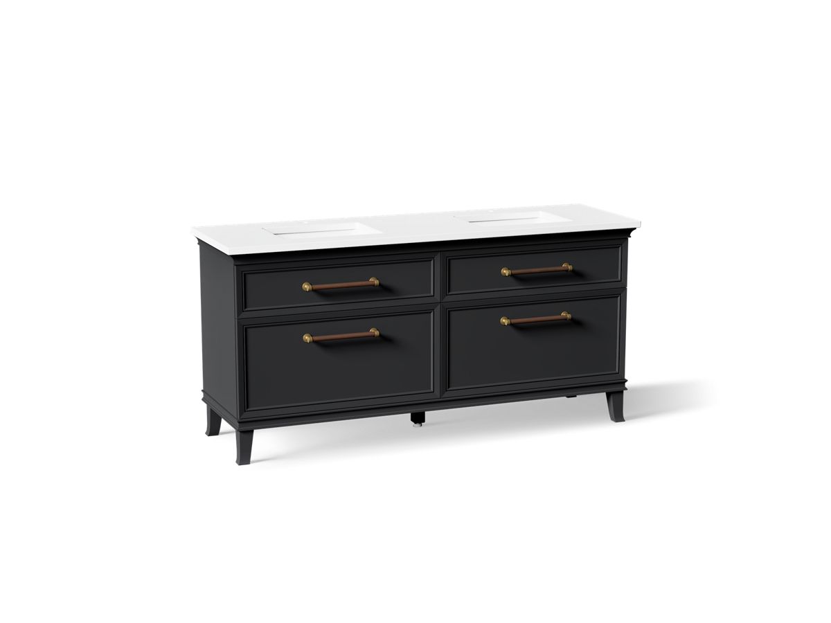 KOHLER K-CM29482-BD6 Artifacts 72" Bathroom Vanity Cabinet with Sinks and Quartz Top - angled product view