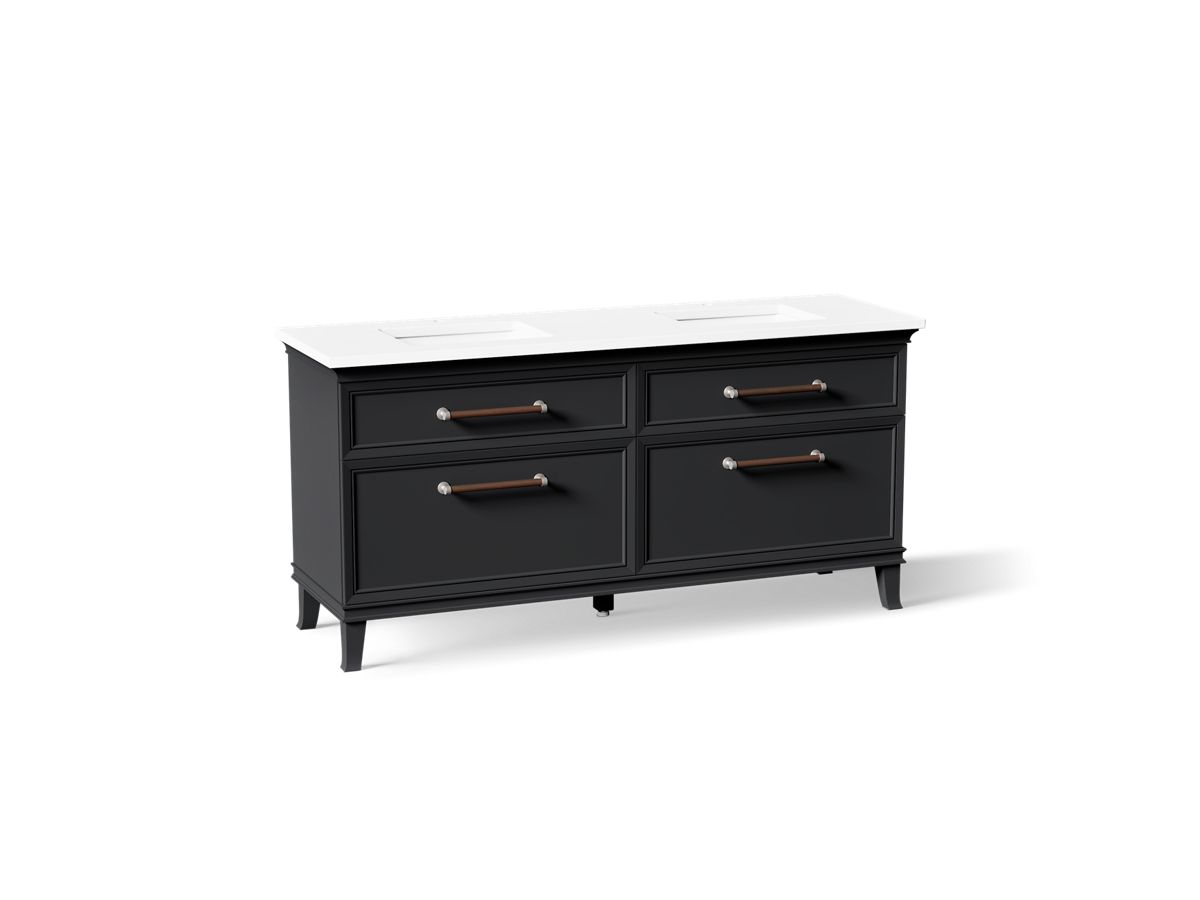 KOHLER K-CM29482-BD6 Artifacts 72" Bathroom Vanity Cabinet with Sinks and Quartz Top