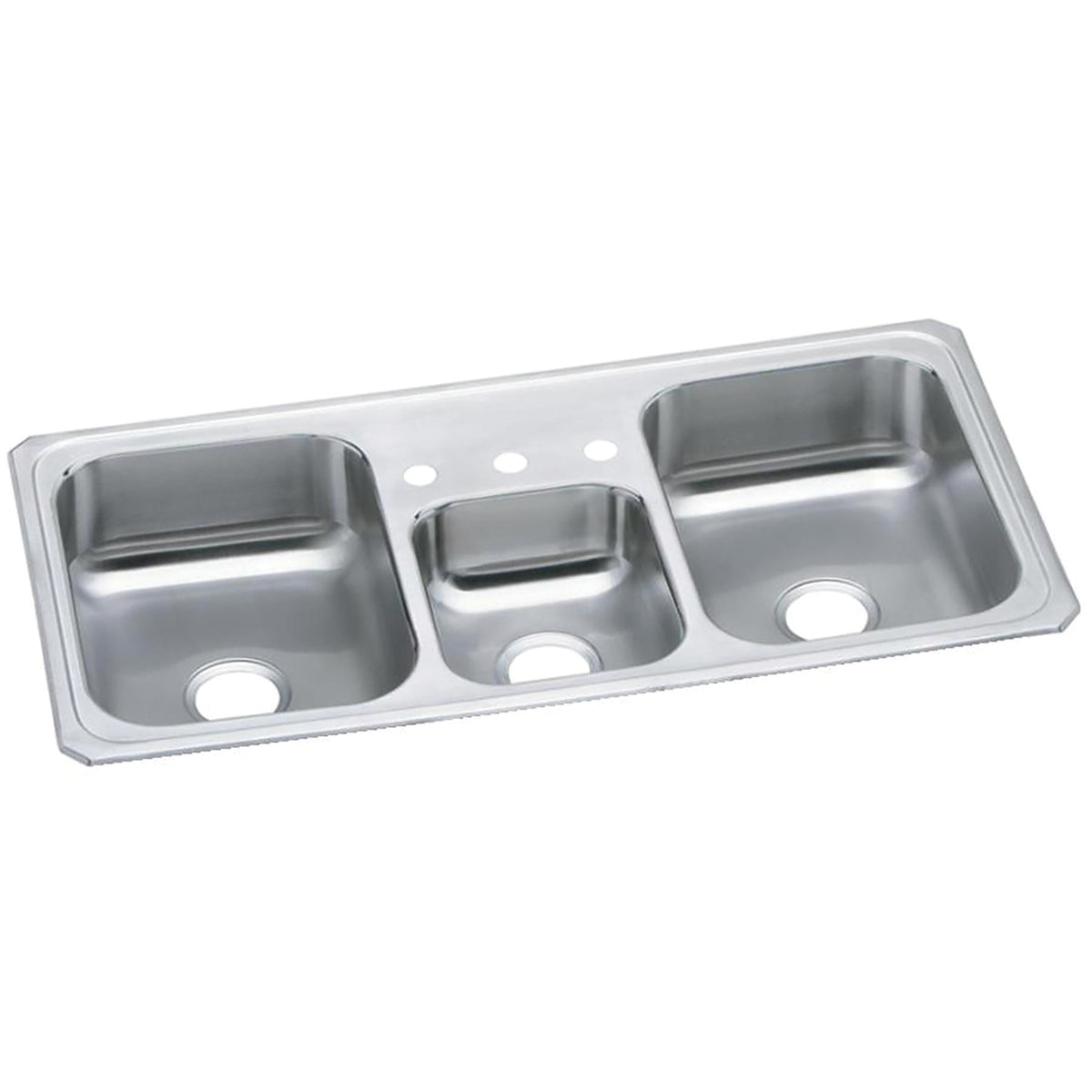 Elkay Celebrity Stainless Steel 43" x 22" x 7" 3-Hole Triple Bowl Drop-in Sink