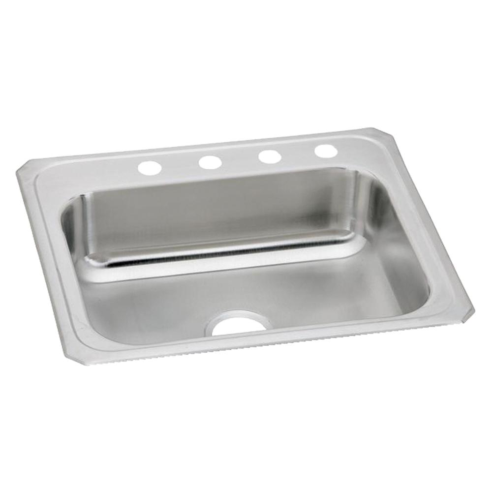 Elkay Celebrity Stainless Steel 25" x 22" x 7" 4-Hole Single Bowl Drop-in Sink