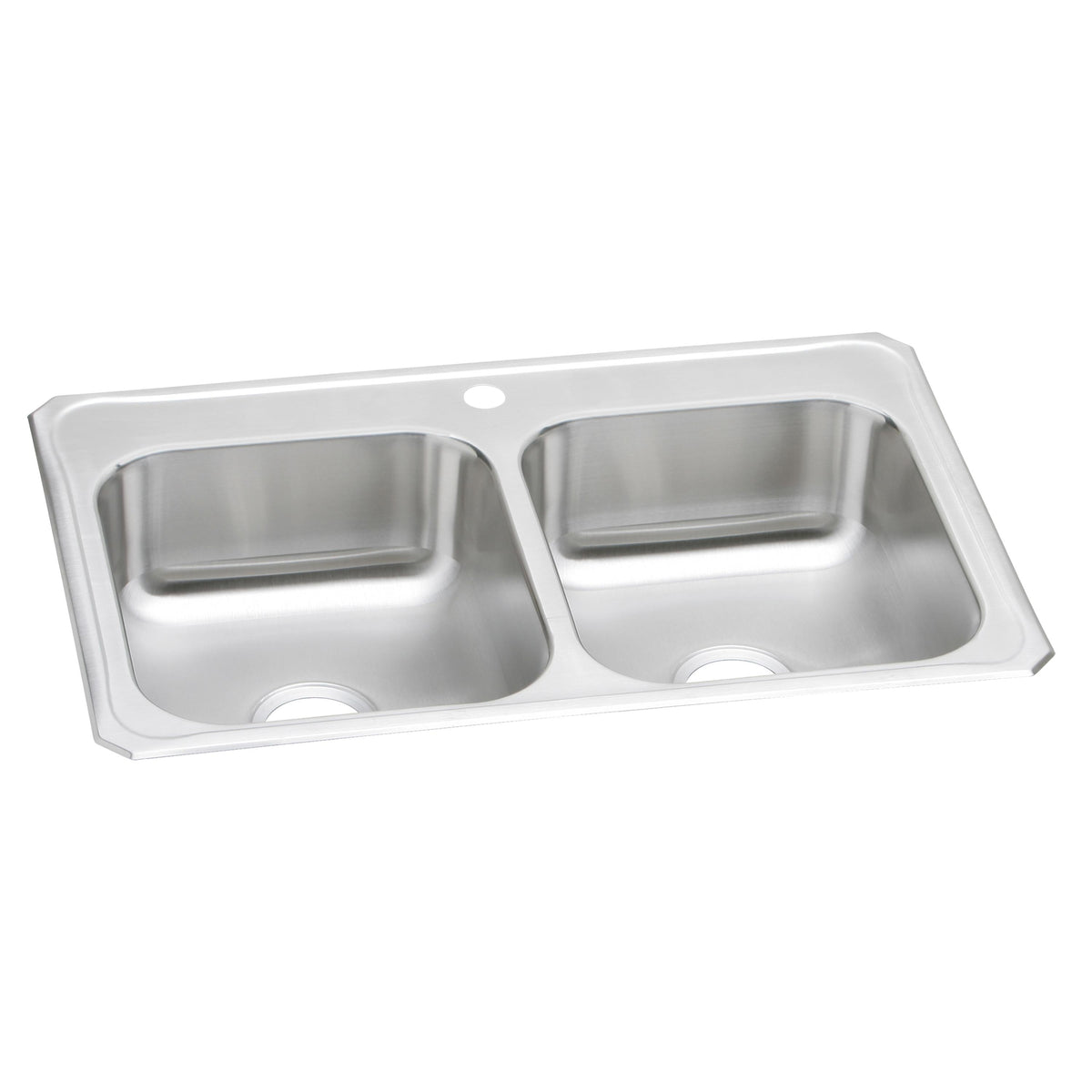Elkay Celebrity Stainless Steel 33" x 22" x 7" 1-Hole Equal Double Bowl Drop-in Sink