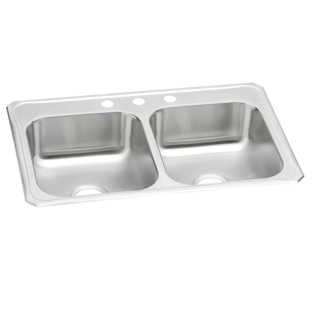 Elkay Celebrity Stainless Steel 33" x 22" x 7" 3-Hole Equal Double Bowl Drop-in Sink