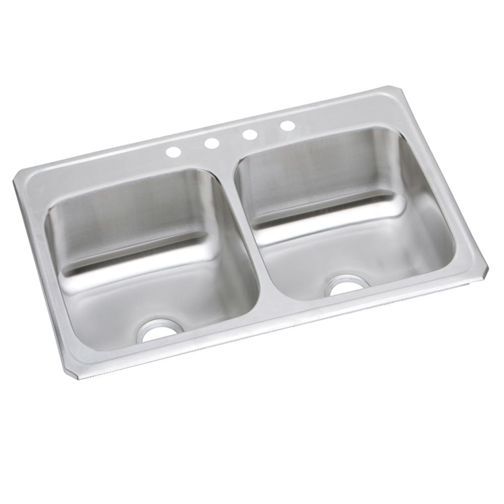 Elkay Celebrity Stainless Steel 43" x 22" x 6-7/8" 4-Hole Equal Double Bowl Drop-in Sink