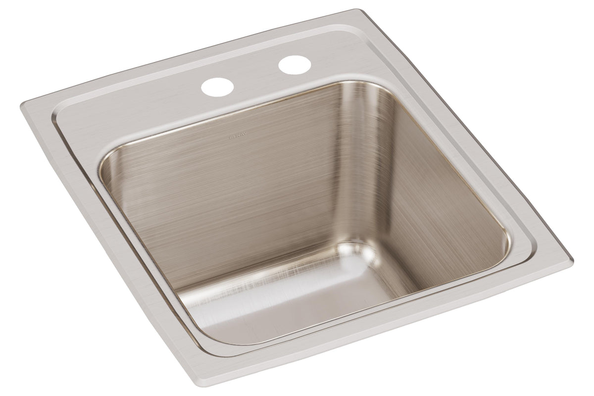 Elkay Lustertone Classic Stainless Steel 15" x 17-1/2" x 10" MR2-Hole Single Bowl Drop-in Sink