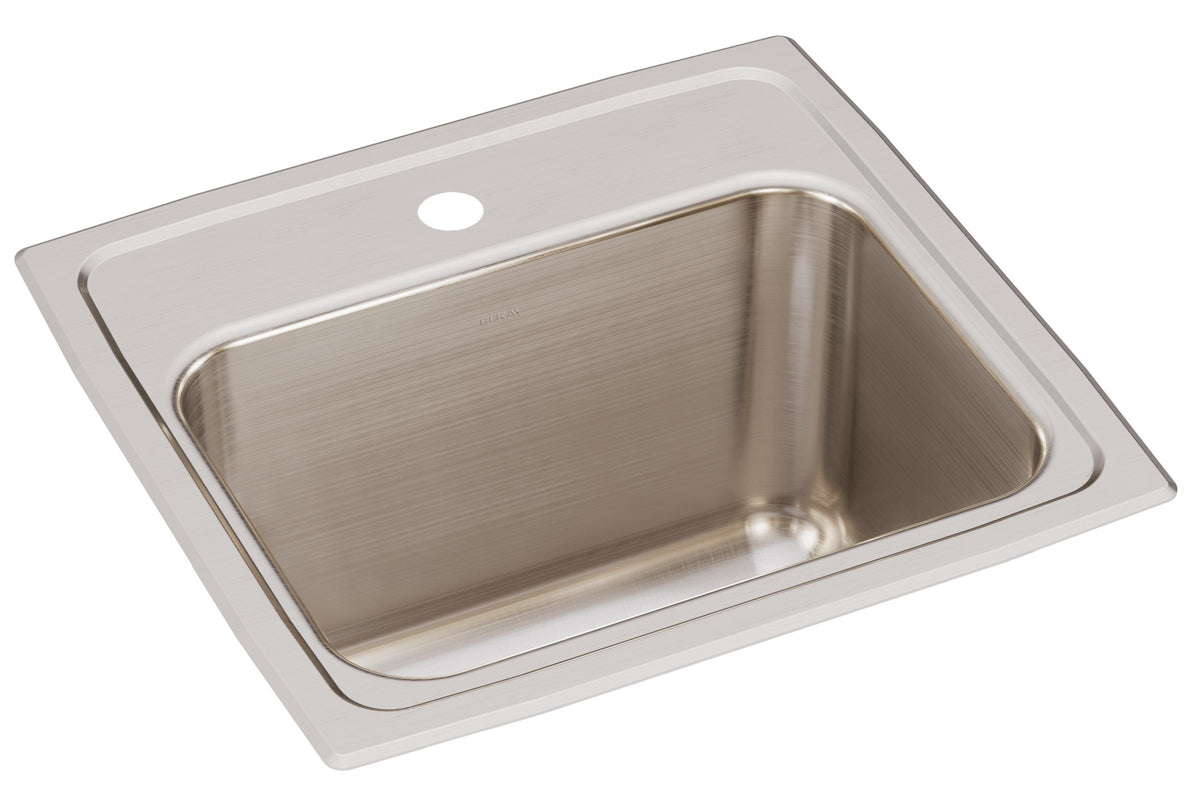 Elkay Lustertone Classic Stainless Steel 17" x 16" x 10-1/8" 1-Hole Single Bowl Drop-in Sink