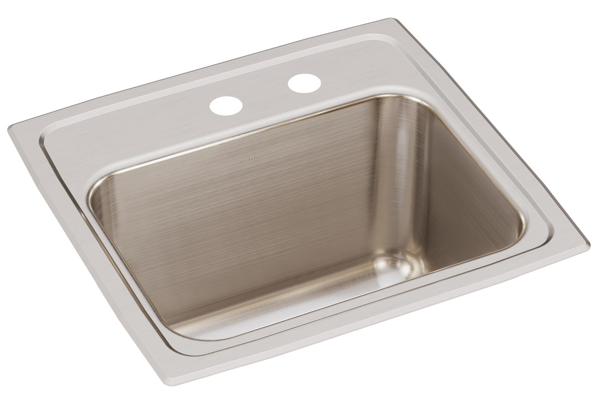 Elkay Lustertone Classic Stainless Steel 17" x 16" x 10-1/8" MR2-Hole Single Bowl Drop-in Sink
