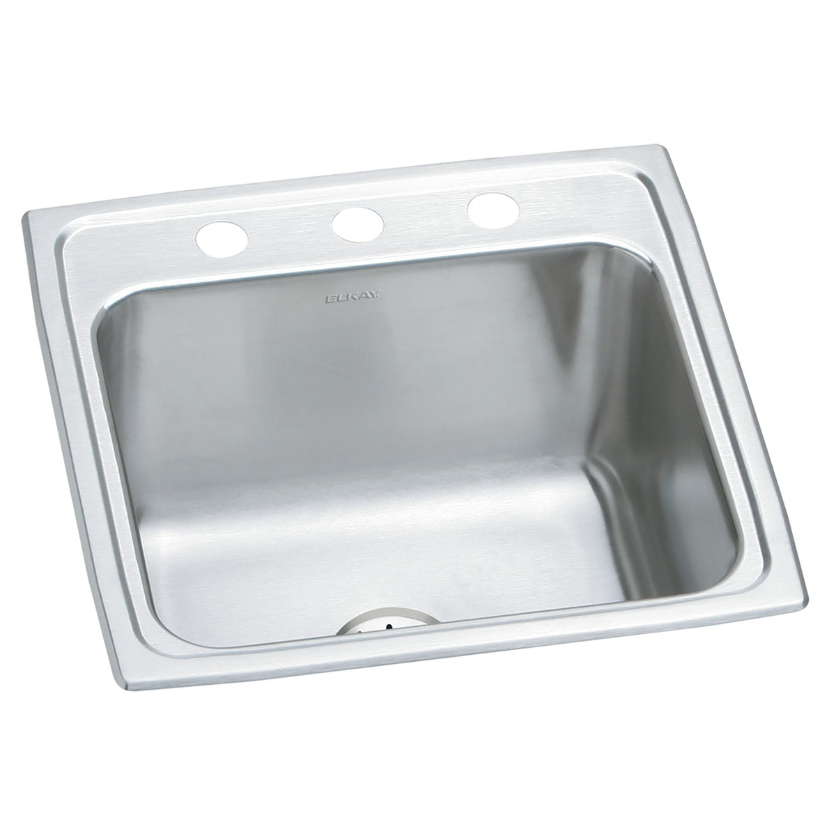 Elkay Lustertone Classic Stainless Steel 19-1/2" x 19" x 10-1/8" 3-Hole Single Bowl Drop-in Laundry Sink w/Perfect Drain®