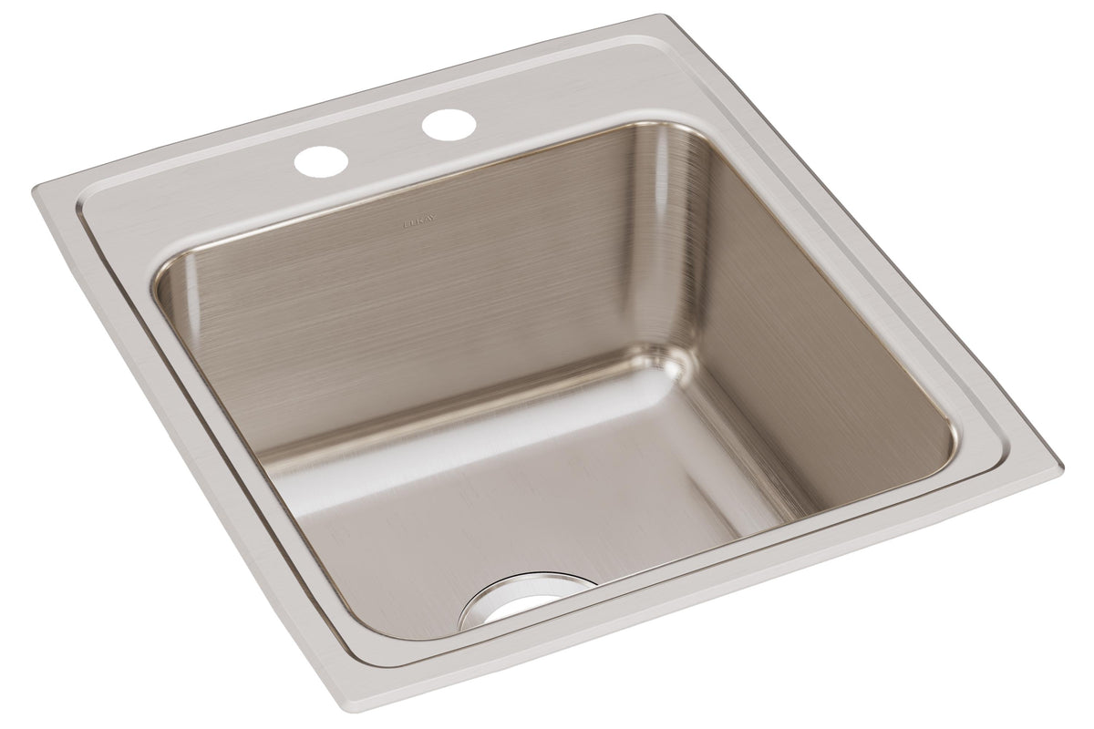 Elkay Lustertone Classic Stainless Steel 19-1/2" x 22" x 10-1/8" 2-Hole Single Bowl Drop-in Sink with Quick-clip