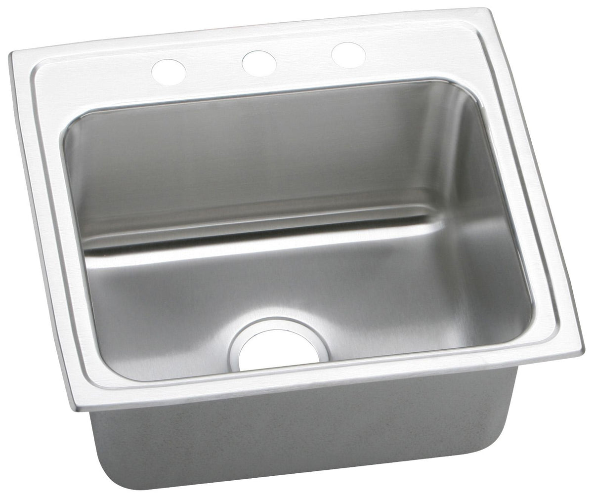 Elkay Lustertone Classic Stainless Steel 22" x 19-1/2" x 10-1/8" 1-Hole Single Bowl Drop-in Sink with Quick-clip