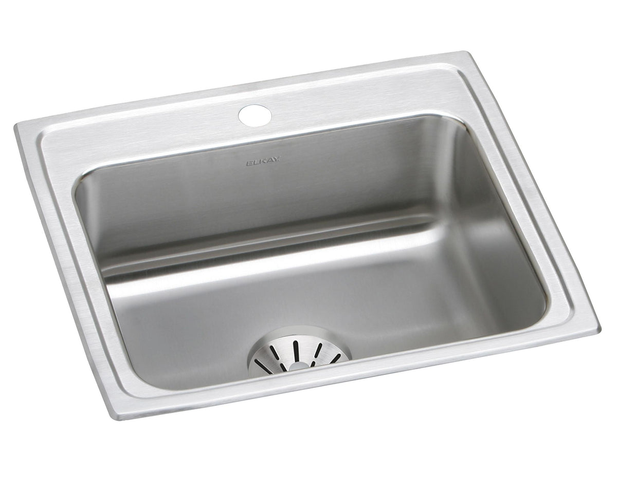 Elkay Lustertone Classic Stainless Steel 22" x 19-1/2" x 10-1/8" 1-Hole Single Bowl Drop-in Sink with Perfect Drain®