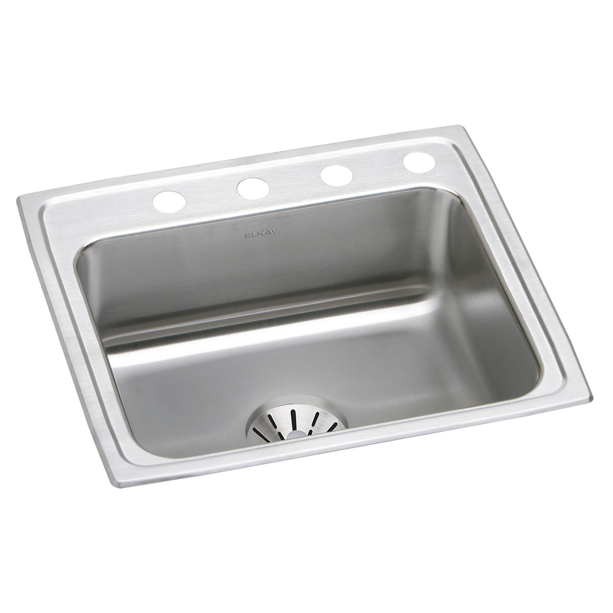 Elkay Lustertone Classic Stainless Steel 22" x 19-1/2" x 10-1/8" 4-Hole Single Bowl Drop-in Sink with Perfect Drain®