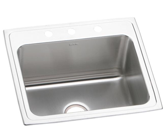 Elkay Lustertone Classic Stainless Steel 25" x 21-1/4" x 10-1/8" 3-Hole Single Bowl Drop-in Sink