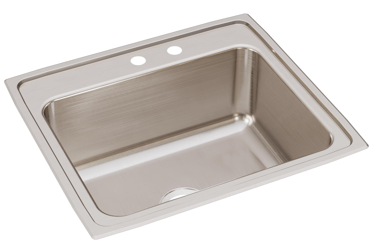 Elkay Lustertone Classic Stainless Steel 25" x 22" x 10-3/8" MR2-Hole Single Bowl Drop-in Sink