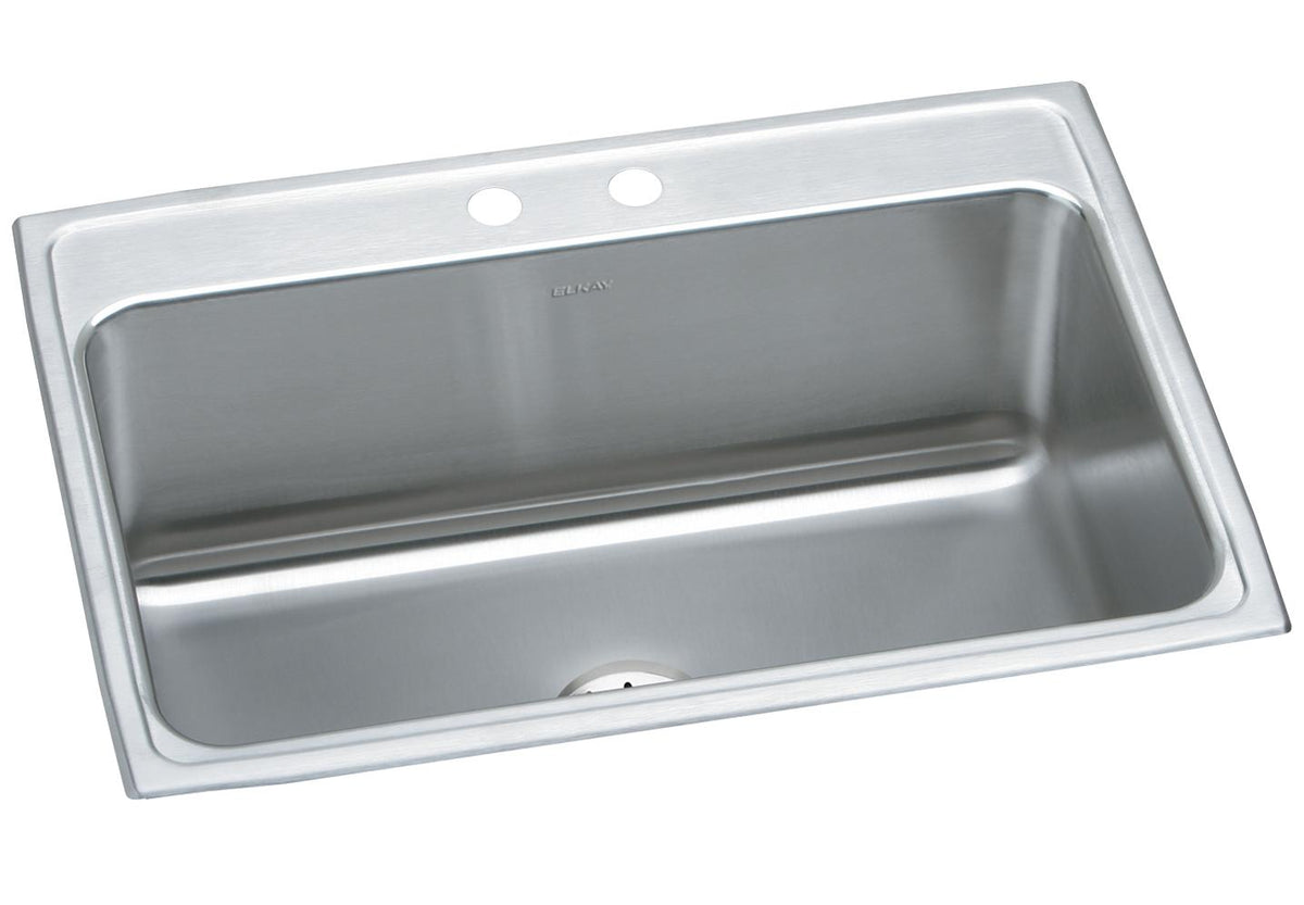 Elkay Lustertone Classic Stainless Steel 31" x 22" x 10-1/8" 2-Hole Single Bowl Drop-in Sink with Perfect Drain®