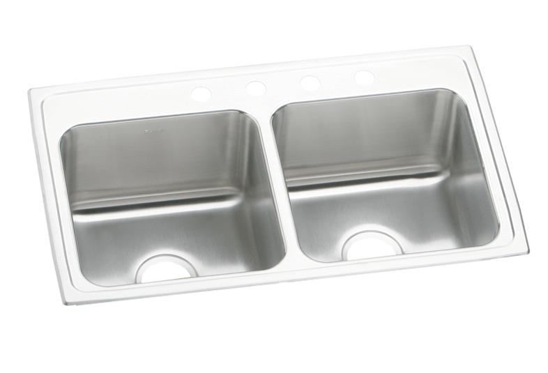 Elkay Lustertone Classic Stainless Steel 33" x 19-1/2" x 10-1/8" 5-Hole Equal Double Bowl Drop-in Sink