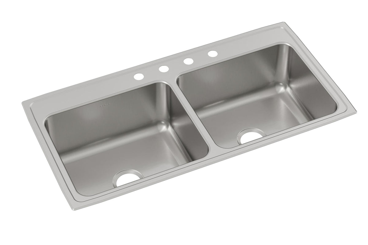 Elkay Lustertone Classic Stainless Steel 43" x 22" x 10-1/8" 4-Hole Equal Double Bowl Drop-in Sink