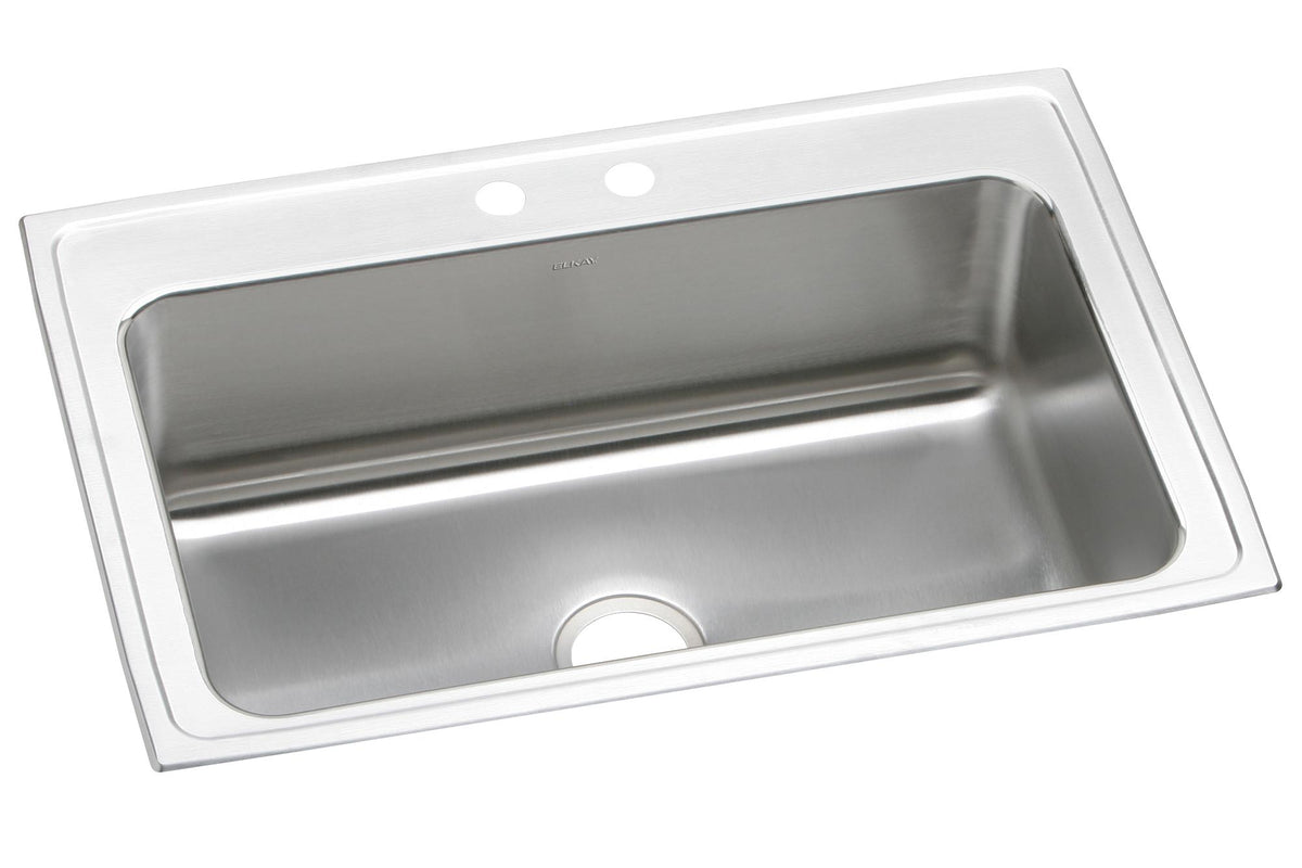 Elkay Lustertone Classic Stainless Steel 33" x 22" x 10-1/8" 2-Hole Single Bowl Drop-in Sink