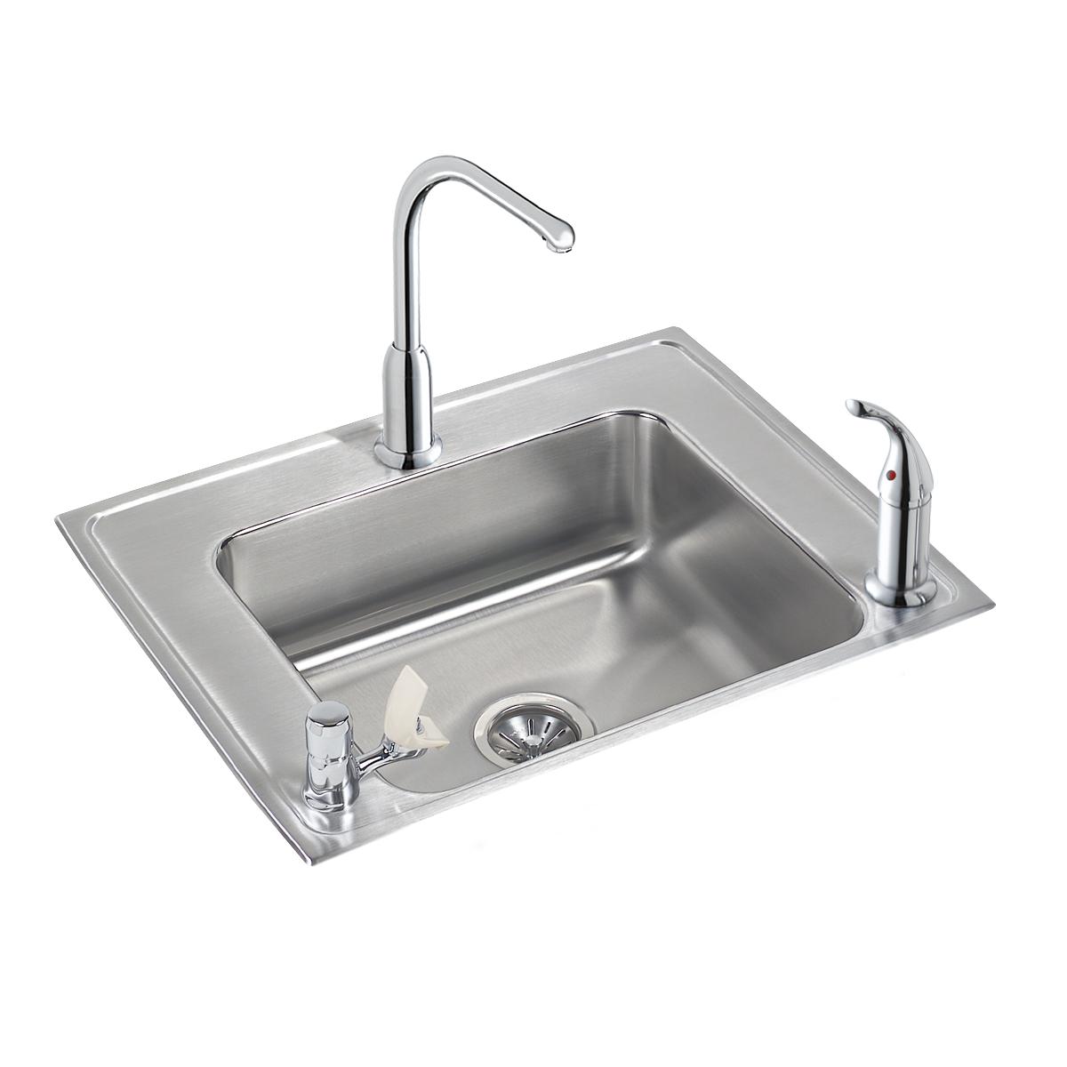 Elkay Lustertone Classic Stainless Steel 28" x 22" x 5-1/2" Single Bowl Drop-in Classroom ADA Sink Kit