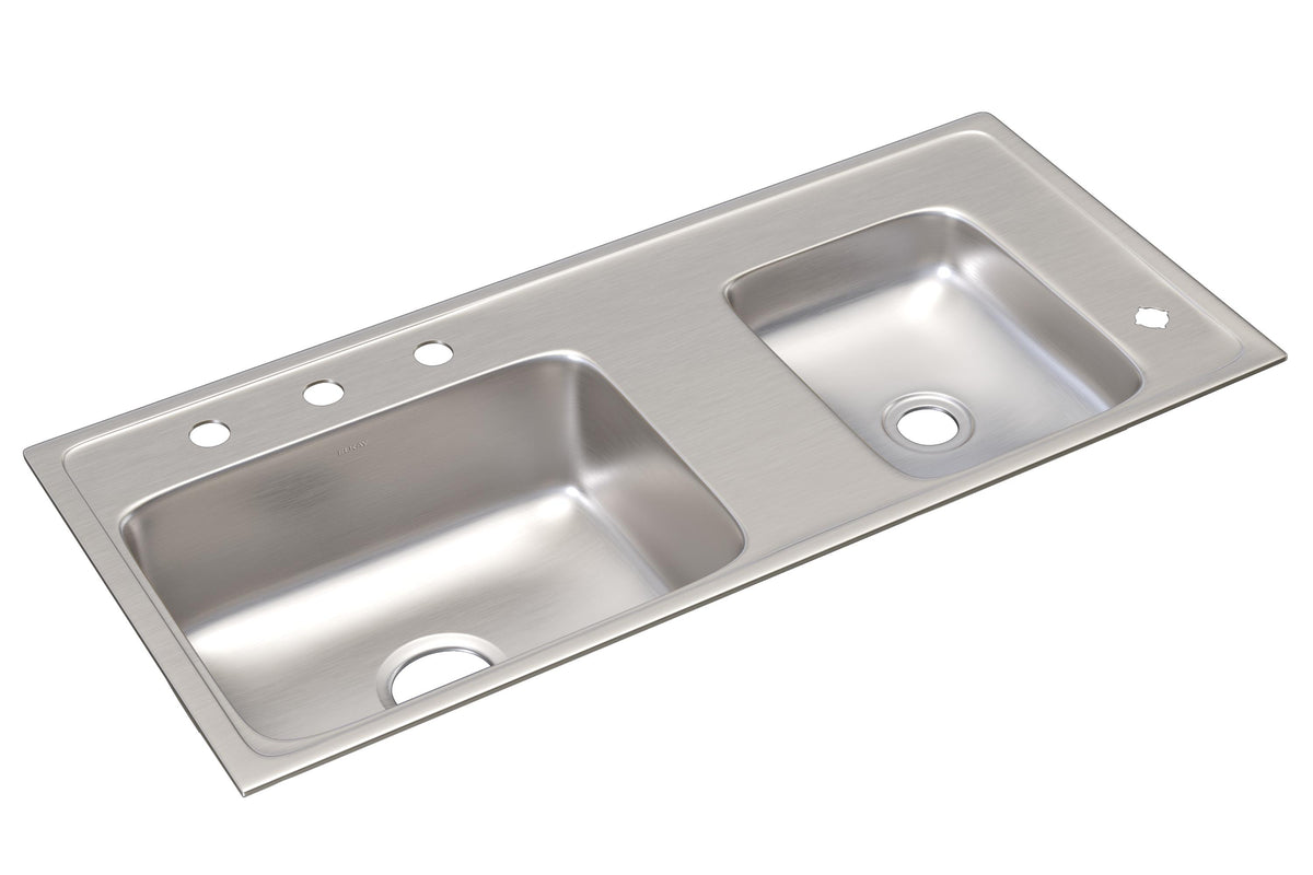 Elkay Lustertone Classic Stainless Steel 37-1/4" x 17" x 6-1/2" Double Bowl Drop-in Classroom ADA Sink