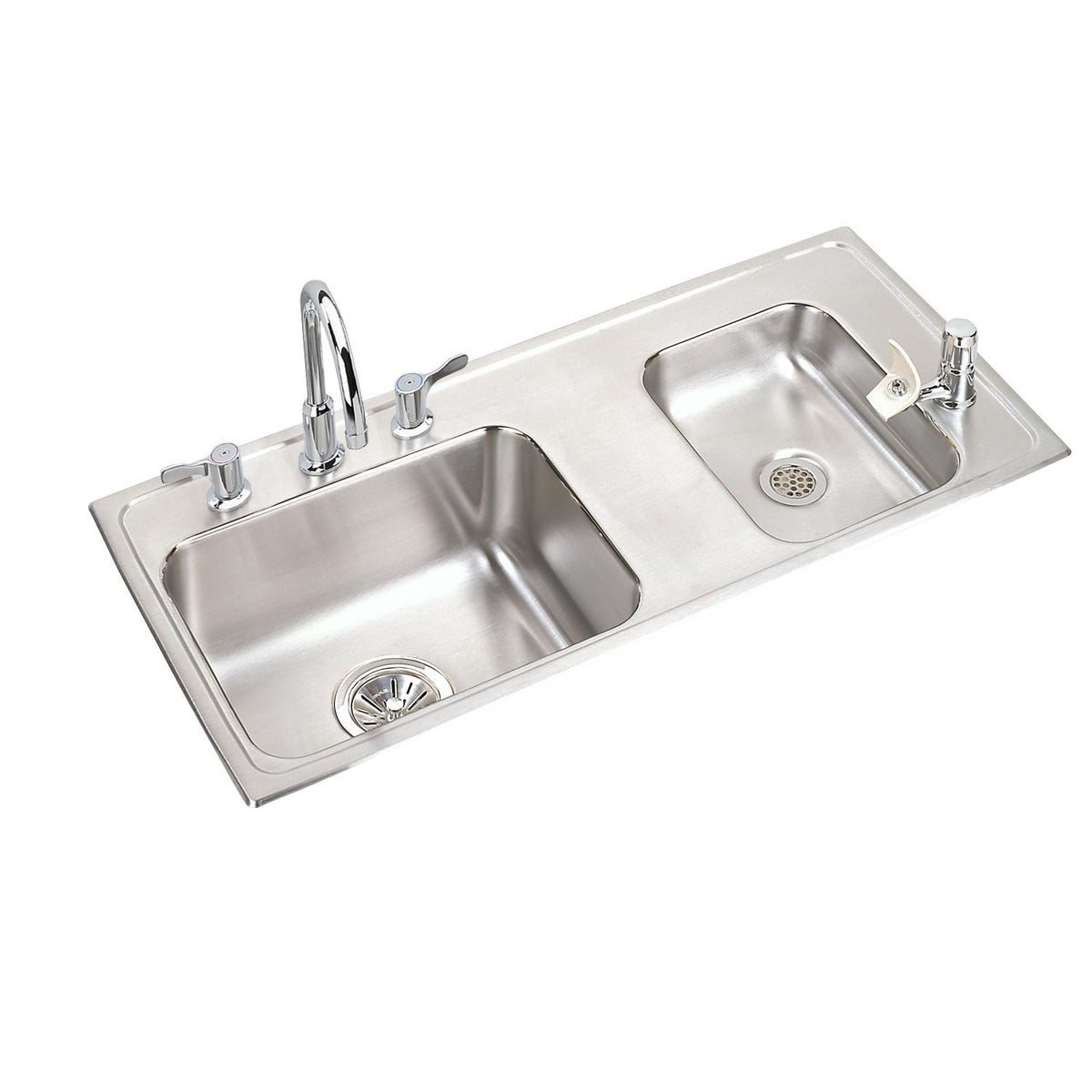 Elkay Lustertone Classic Stainless Steel 37-1/4" x 17" x 4-1/2" Double Bowl Drop-in Classroom ADA Sink Kit