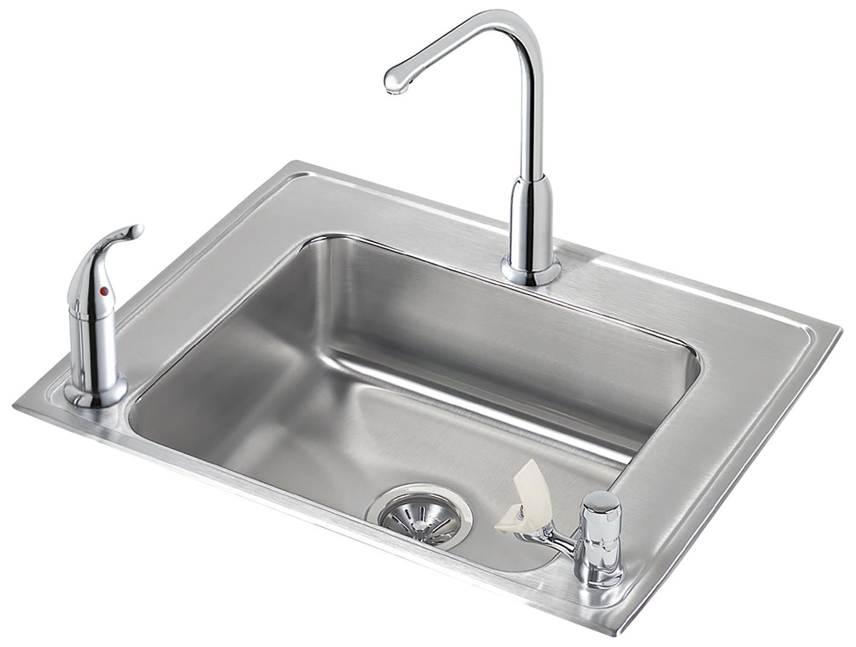 Elkay Lustertone Classic Stainless Steel 28" x 22" x 5-1/2" Single Bowl Drop-in Classroom ADA Sink Kit