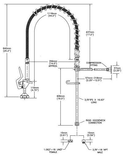 Commercial Instit Parts 063019A Pre-Rinse Retrofit Kit