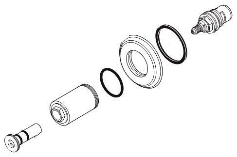 Brizo Quiessence RP75782PC Handle Sleeve Base, Stem and Valve Cartridge, Cold Side
