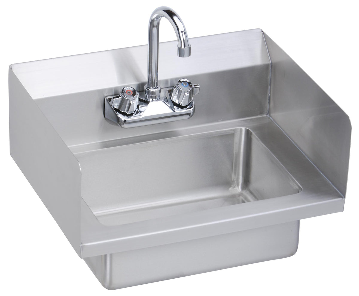 Elkay Stainless Steel 18" x 14-1/2" x 11" 18 Gauge Hand Sink with Dual Side Splashes and Faucet