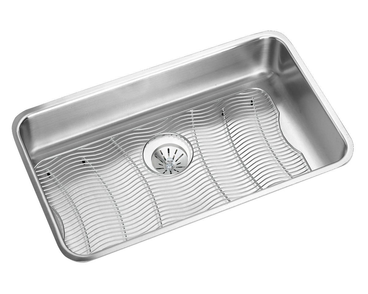 Elkay Lustertone Classic Stainless Steel 30-1/2" x 18-1/2" x 7-1/2" Single Bowl Undermount Sink Kit w/Perfect Drain®