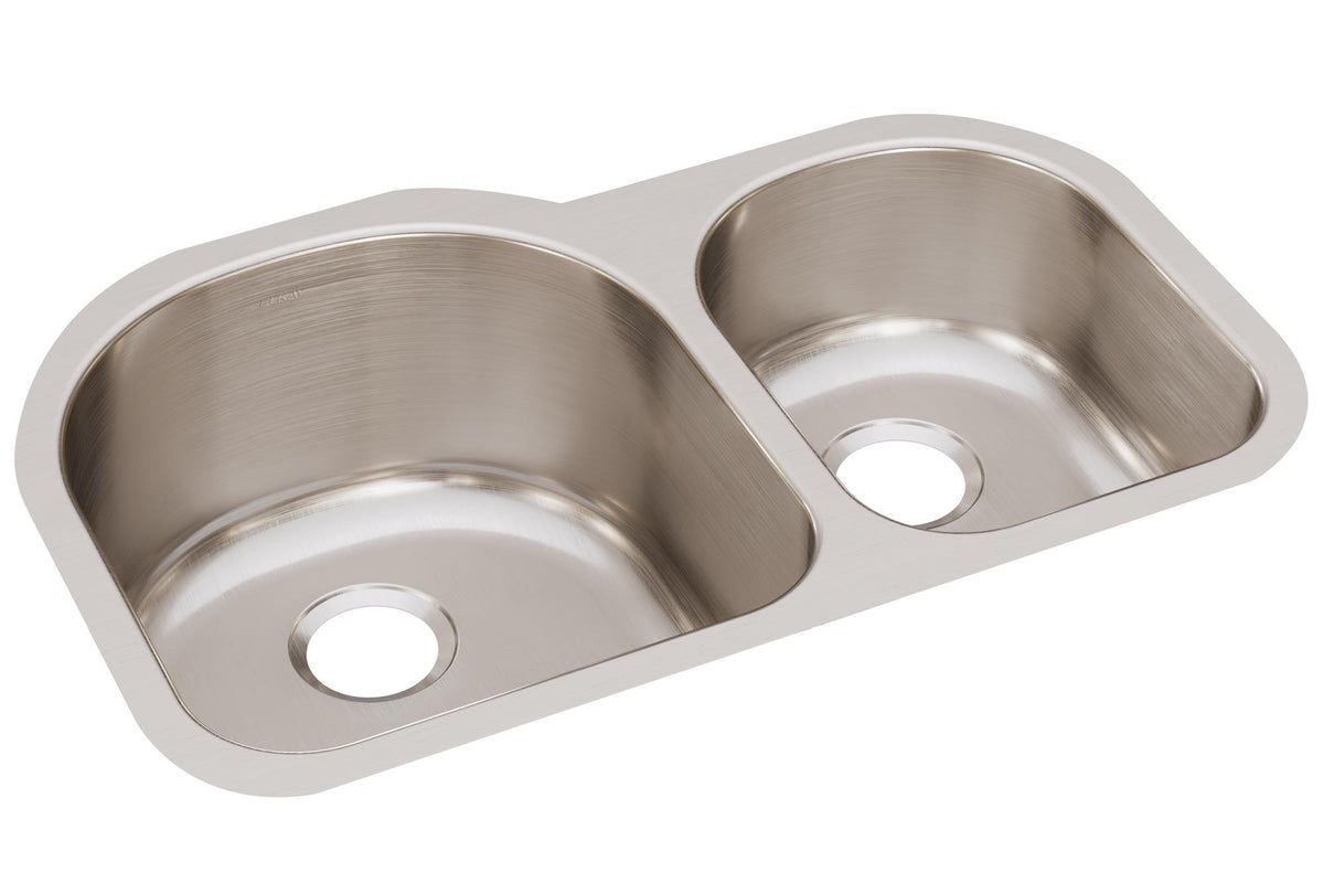 Elkay Lustertone Classic Stainless Steel 31-1/4" x 20" x 10" Offset 60/40 Double Bowl Undermount Sink