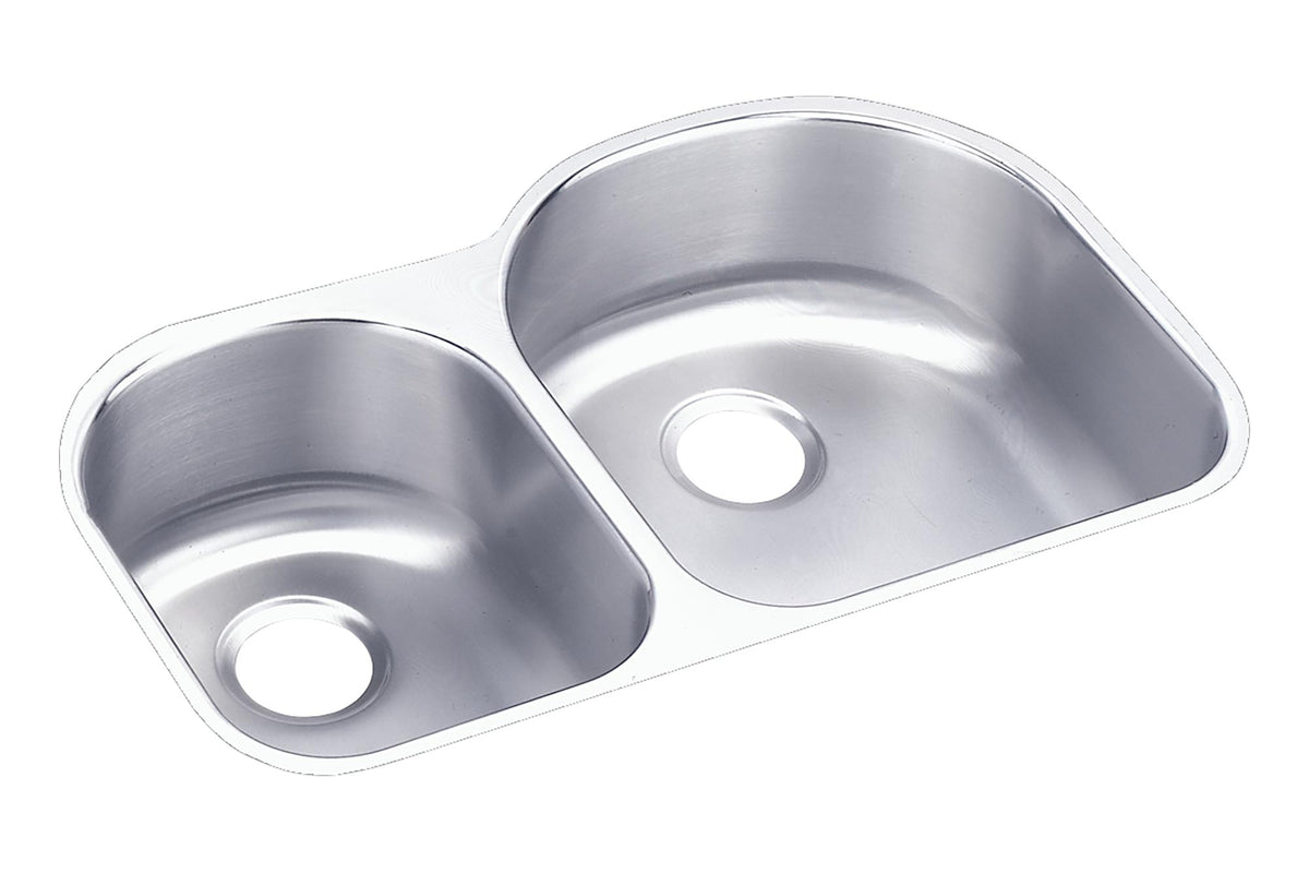 Elkay Lustertone Classic Stainless Steel 31-1/4" x 20" x 7-1/2" Offset 40/60 Double Bowl Undermount Sink