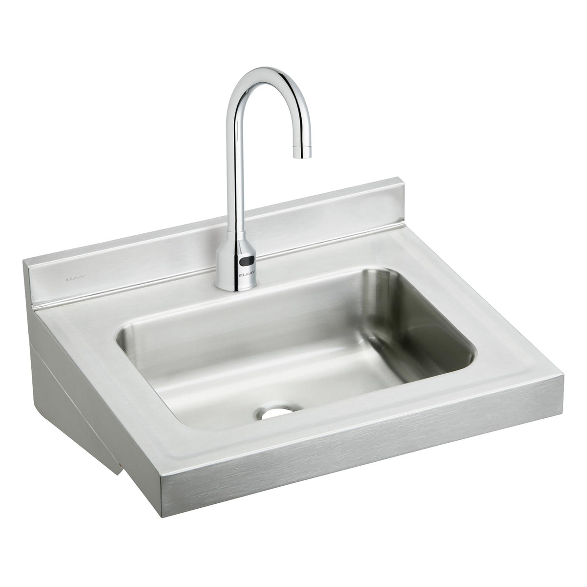 Elkay Stainless Steel 22" x 19" x 5-1/2" Wall Hung Lavatory Sink Kit w/Sensor Faucet + Thermostatic Mixing Valve
