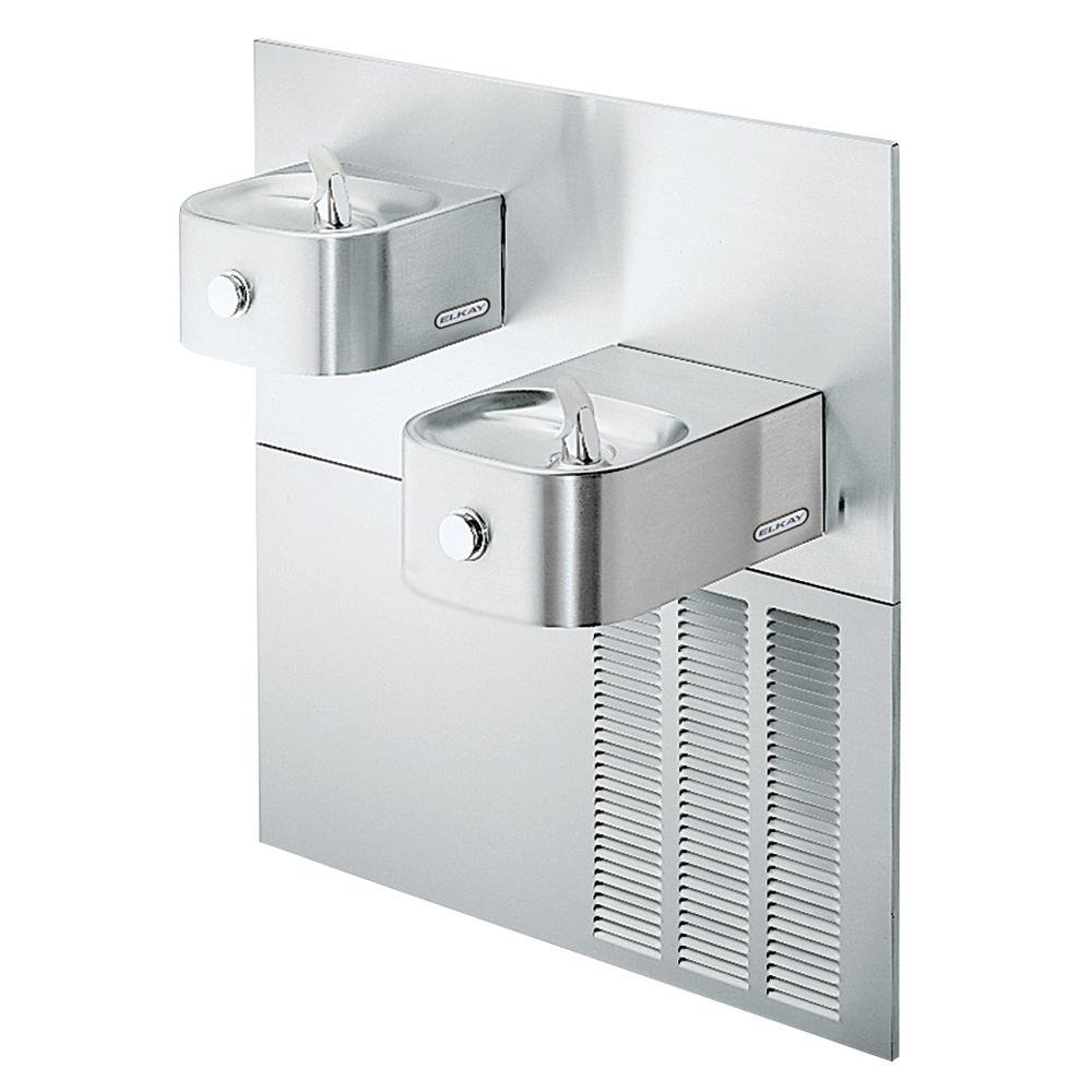 Elkay Soft Sides Bi-level ADA Fountain with Mounting Frame Non-filtered Refrigerated Stainless