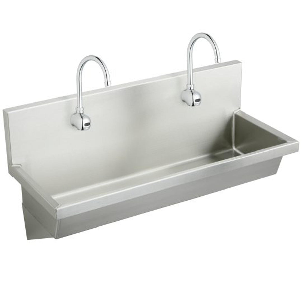 Elkay Stainless Steel 48" x 20" x 8" Wall Hung Multiple Station Hand Wash Sink Kit w/Faucets + Grid Drain