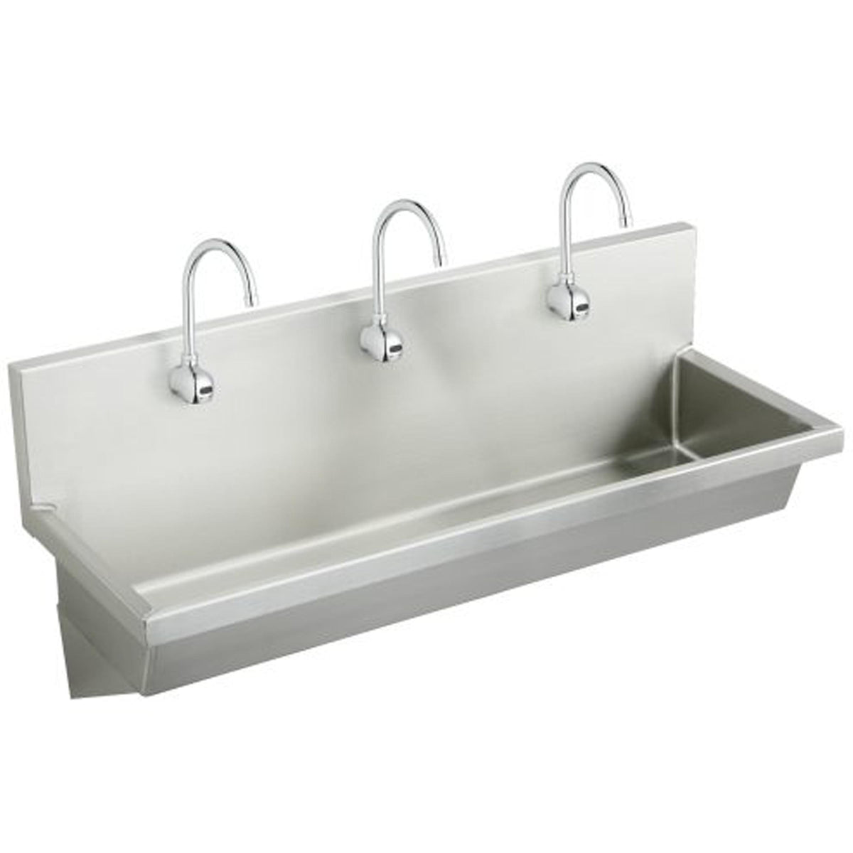 Elkay Stainless Steel 60" x 20" x 8" Wall Hung Multiple Station Hand Wash Sink Kit w/Sensor Faucets + Grid Drain