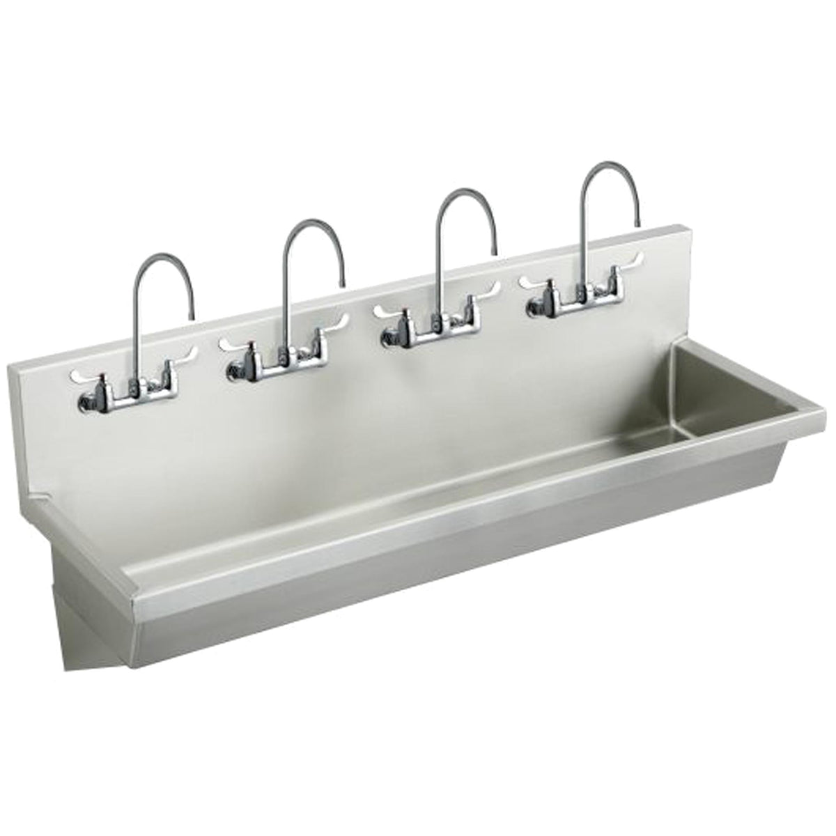 Elkay Stainless Steel 96" x 20" x 8" Wall Hung Multiple Station Hand Wash Sink Kit w/Faucets+Drain