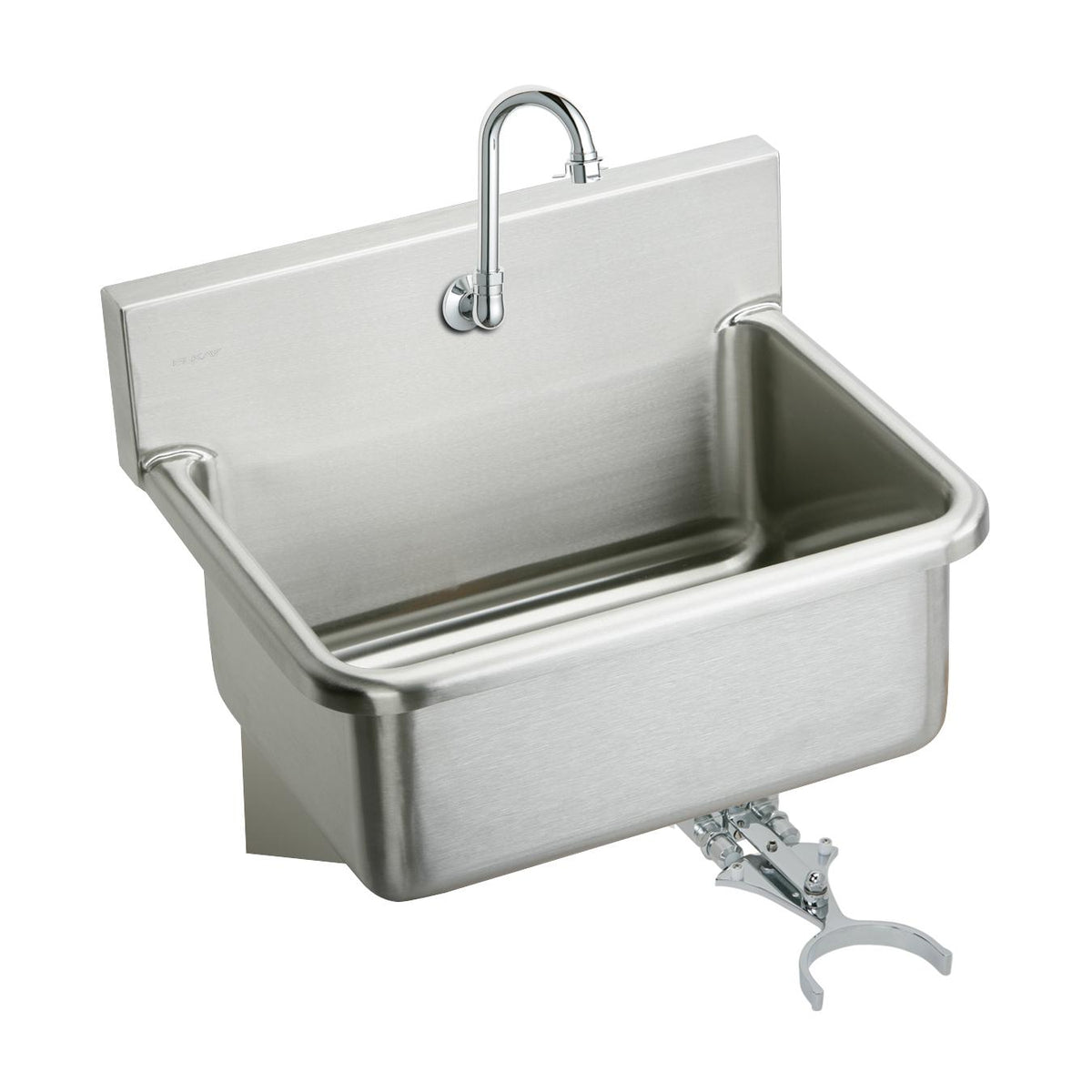 Elkay Stainless Steel 25" x 19.5" x 10-1/2" Wall Hung Single Bowl Hand Wash Sink Kit w/Knee Control + Spout
