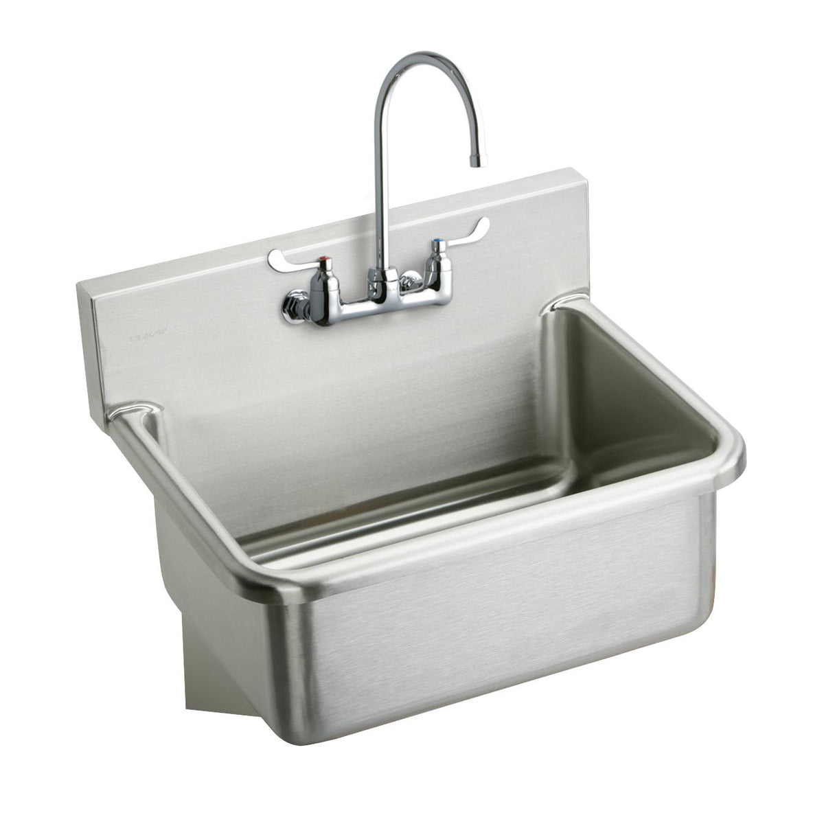 Elkay Stainless Steel 31" x 19.5" x 10-1/2" Wall Hung Single Bowl Hand Wash Sink Kit w/Faucet and 4" Wristblade Handles