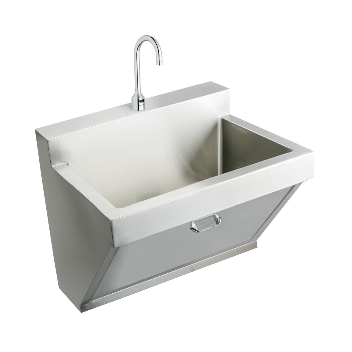 Elkay Stainless Steel 30" x 23" x 26" Wall Hung Single Bowl Surgeon Scrub Sink Kit w/Sensor Faucet + Drain + Mixing Valve