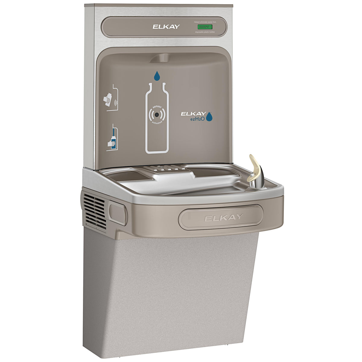 Elkay ezH2O Bottle Filling Station with Single ADA Cooler Non-Filtered Non-Refrigerated Light Gray